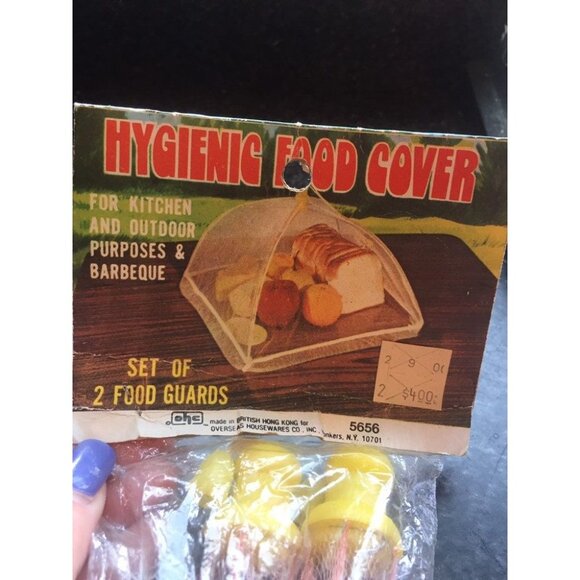 Vintage 4 Hygienic Food Covers Pink Yellow 1970's Kitchen Outdoor Purposes - Picture 3 of 10